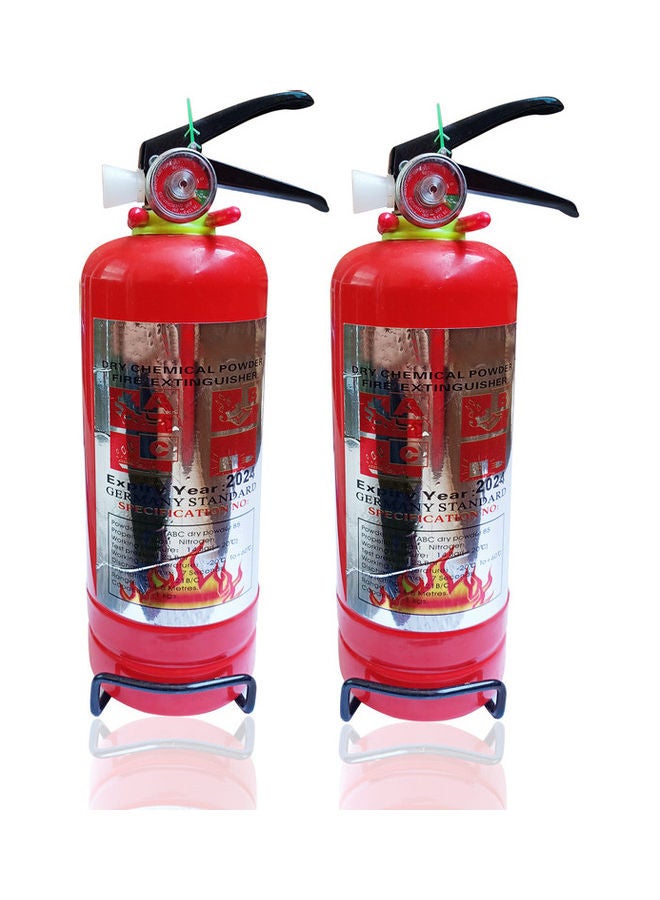 2 Piece Dry Chemical Powder Fire Extinguisher Set Red