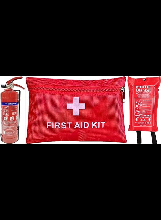 Safety Kit For All Vehicles warehouses offices Includes First Aid Kit fire Extinguisher & Fire Blanket (1kg)