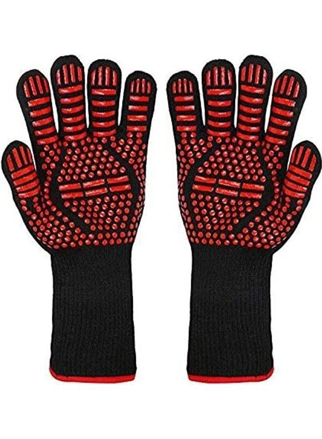 Pair Of Fire Insulation Safety Gloves Red/Black