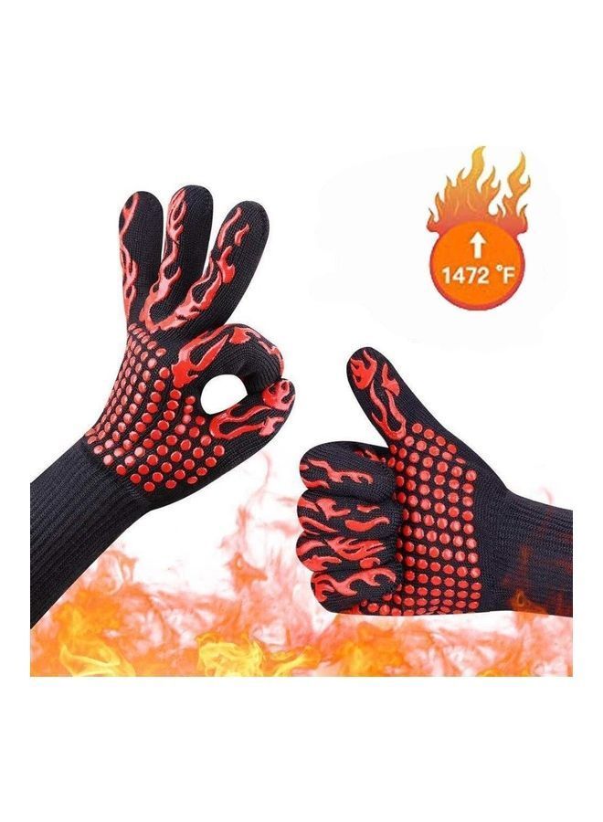 Pair Of Fire Insulation Safety Gloves Red/Black