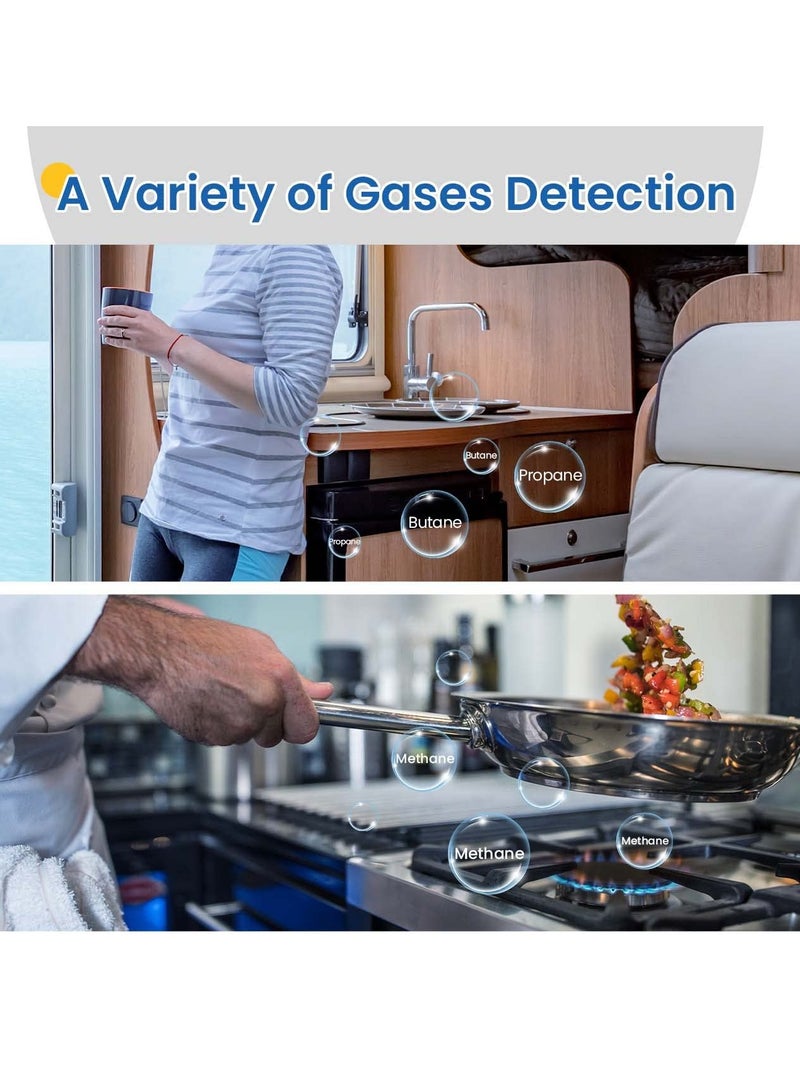 Natural Gas Detector for Home, Propane Methane Detector for Kitchen Camper RVs Garage with Accuracy Digital Display, Alarm Sound, Power Cord - Upgraded LNG LPG Gas Leak Detector