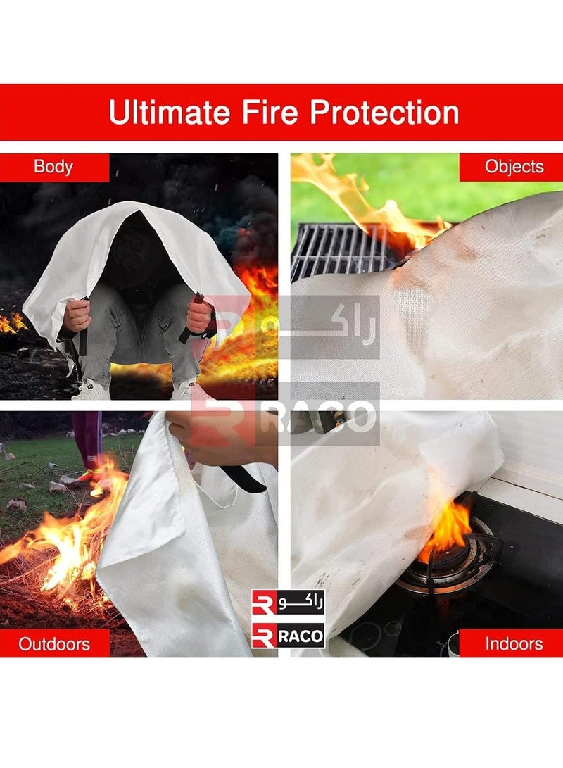 Wall-mounted fiberglass fire blanket with a case and flame-resistant handles that's perfect for a home kitchen, office, restaurant, caravan, etc.