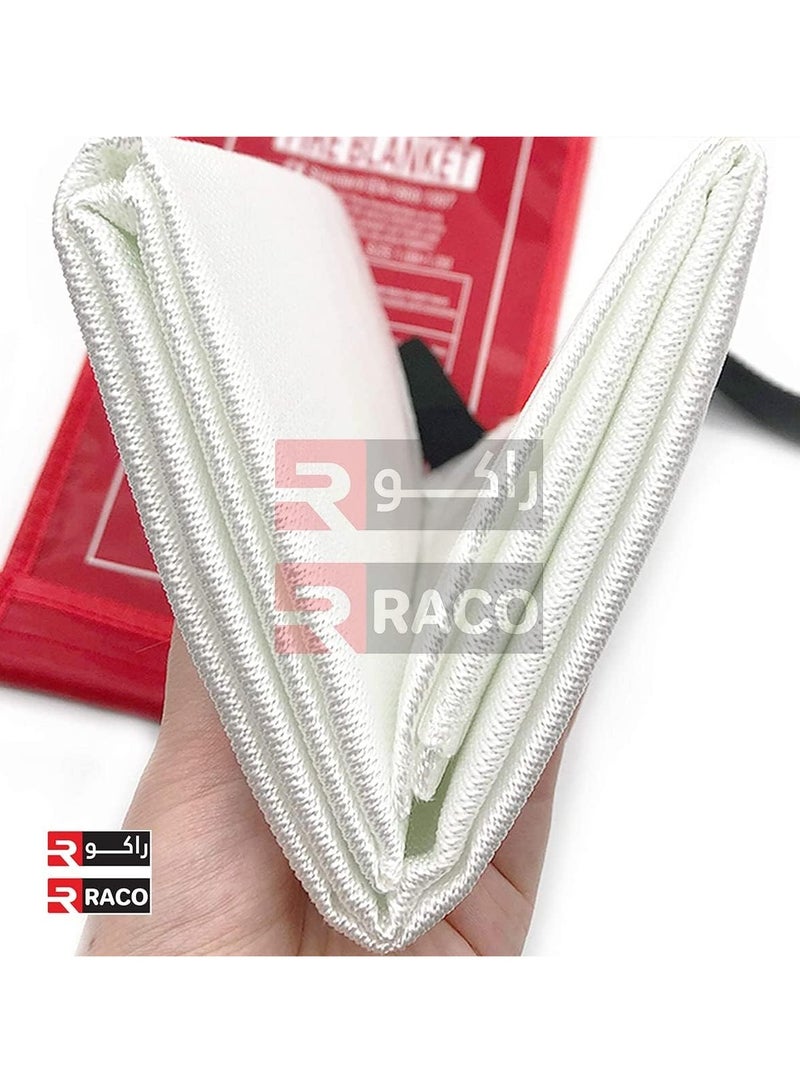 Wall-mounted fiberglass fire blanket with a case and flame-resistant handles that's perfect for a home kitchen, office, restaurant, caravan, etc.