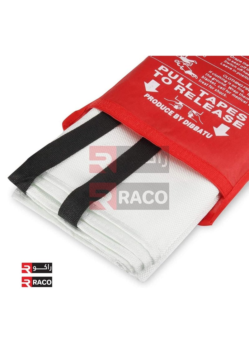 Wall-mounted fiberglass fire blanket with a case and flame-resistant handles that's perfect for a home kitchen, office, restaurant, caravan, etc.