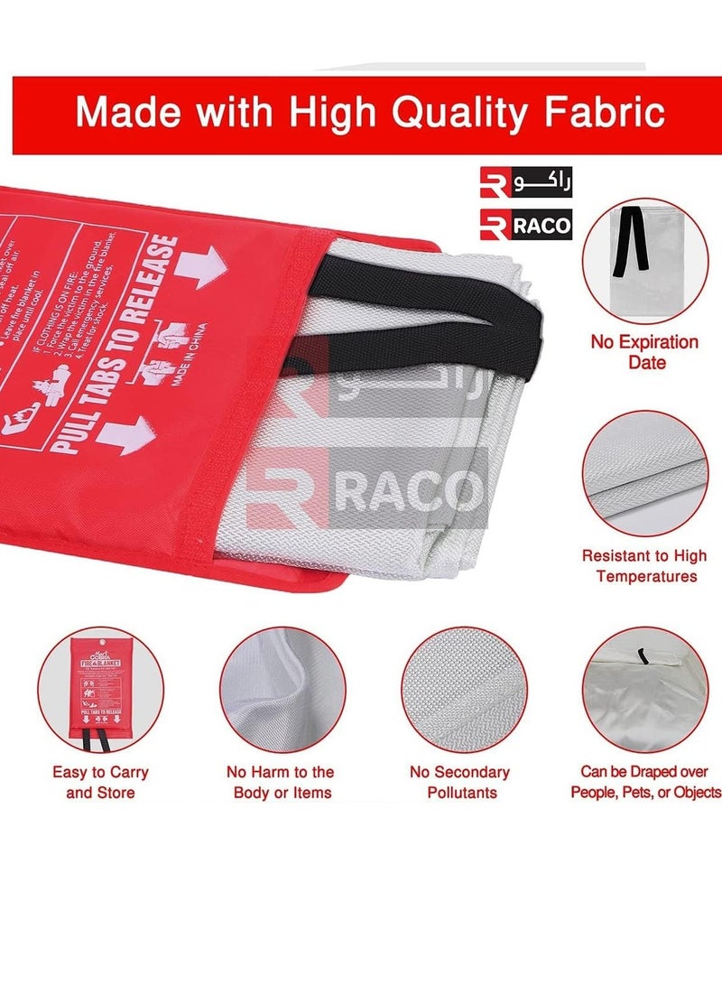 Wall-mounted fiberglass fire blanket with a case and flame-resistant handles that's perfect for a home kitchen, office, restaurant, caravan, etc.