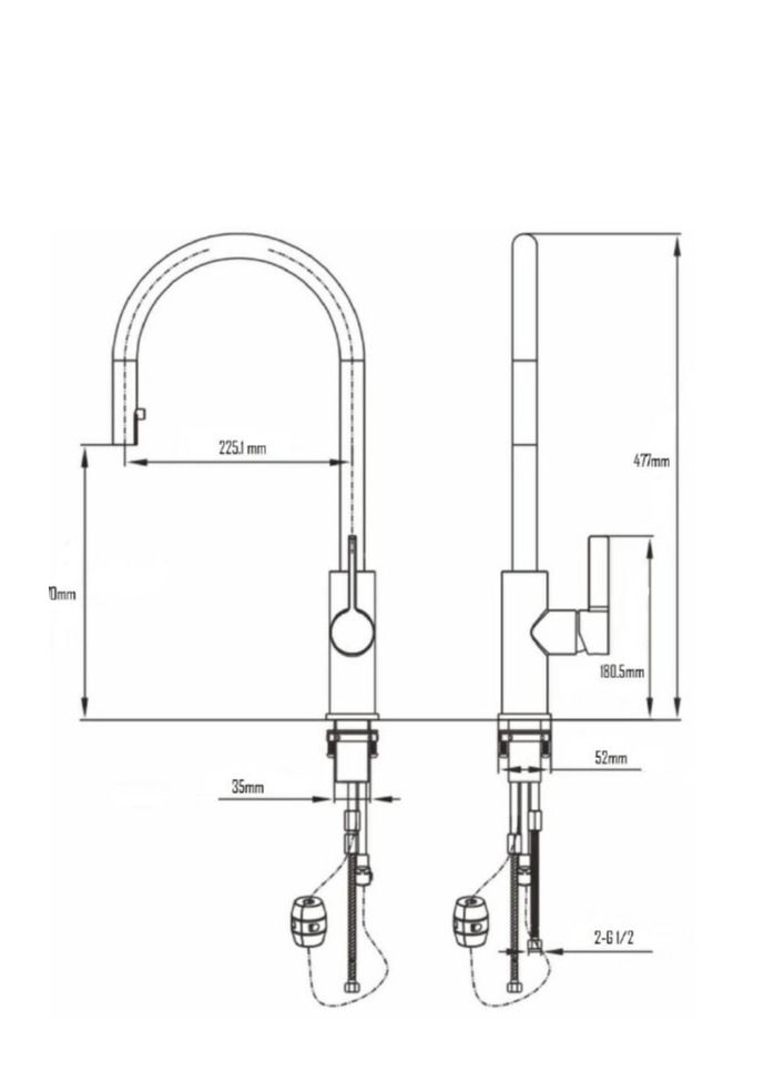 Halm Kitchen Mixer with Pull Out Shower