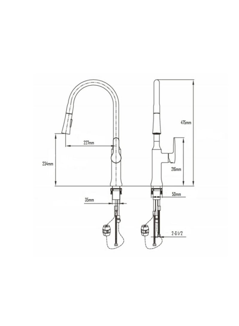 Mars Kitchen Mixer with Pull Out Shower