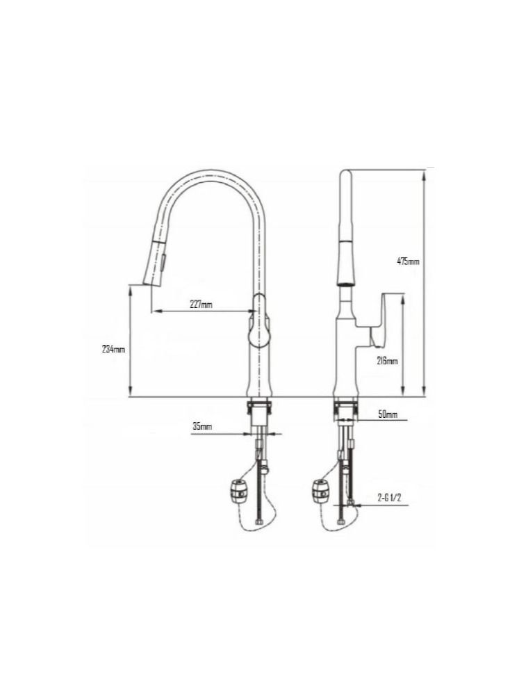 Mars Kitchen Mixer with Pull Out Shower