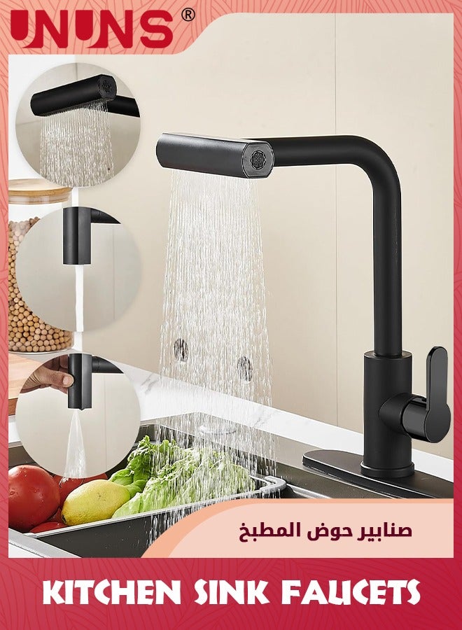 Kitchen Faucet With Pull Down Sprayer,Black Waterfall Touch Single Hole Stainless Steel Kitchen Sink Faucets,Modern Single Handle Faucets For Kitchen Sinks With Pull-down Sprayer