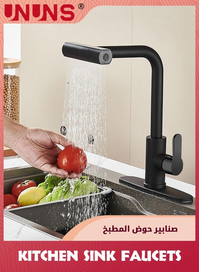 Kitchen Faucet With Pull Down Sprayer,Black Waterfall Touch Single Hole Stainless Steel Kitchen Sink Faucets,Modern Single Handle Faucets For Kitchen Sinks With Pull-down Sprayer