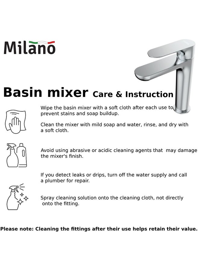 Milano Power Wash Basin Mixer Chrome 40x60centimeter