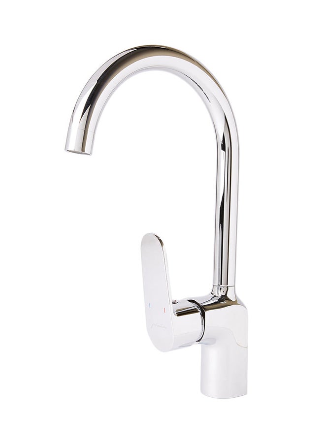 Single Lever Round Shaped Long Chrome Basin Mixer Silver 100x310x350mm