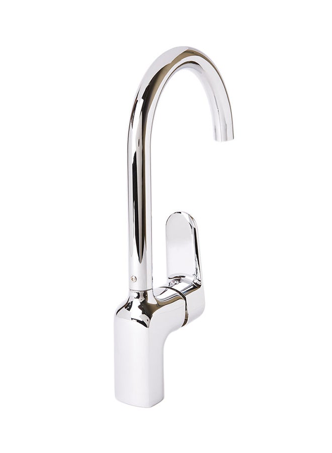 Single Lever Round Shaped Long Chrome Basin Mixer Silver 100x310x350mm