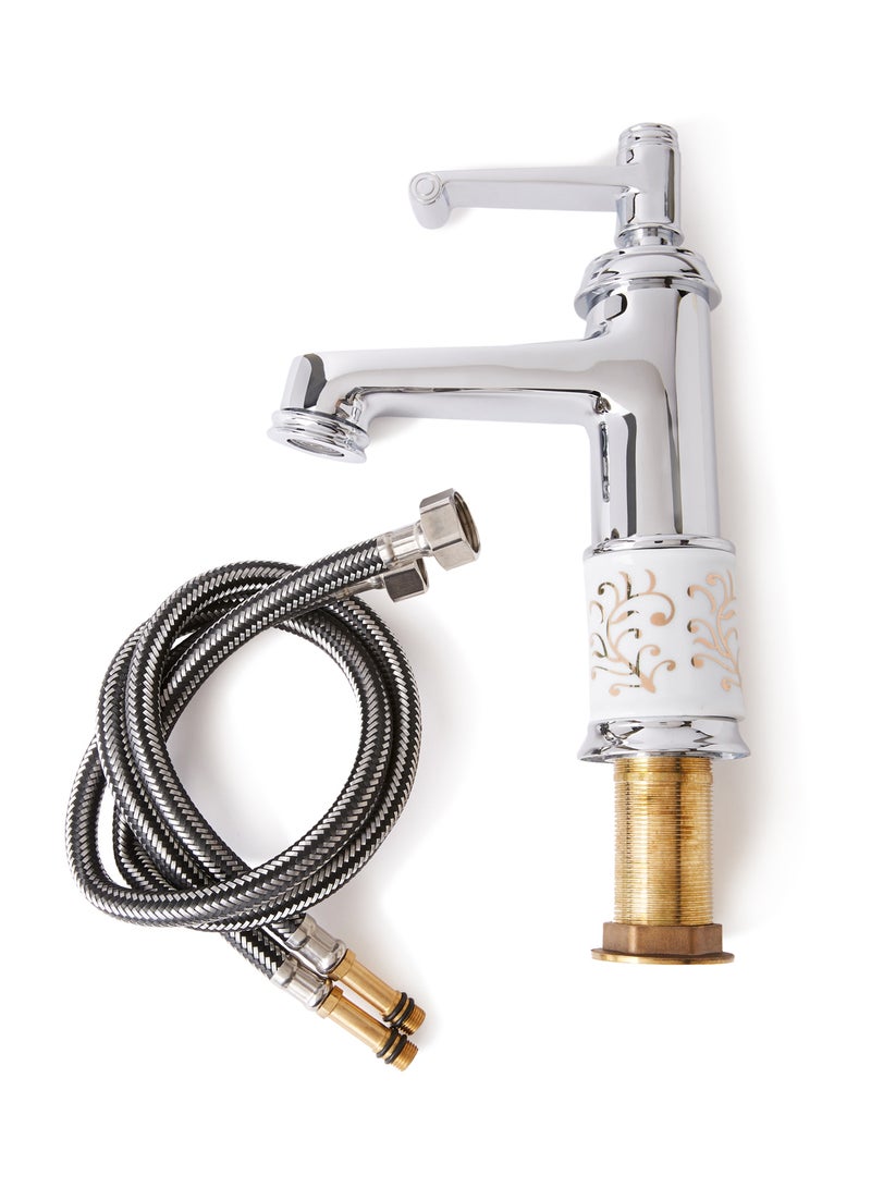 Single Hole Bathroom Faucet Silver/Beige