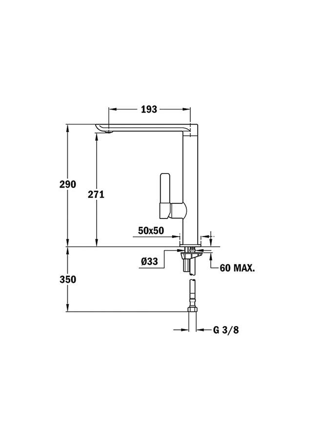 Fo 915 Minimalistic Single Lever Kitchen Tap With High Swivel Spout Chrome 1cm