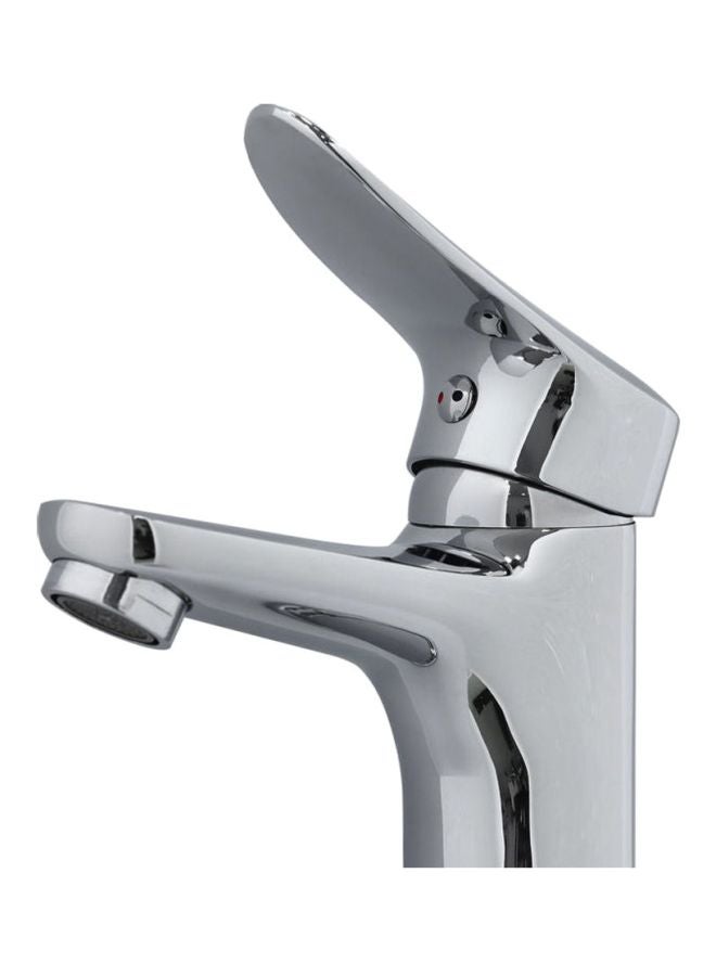 Single Lever Basin Mixer/Brass, Waterfall Spout, Durable Construction, Easy Operation, Single Lever Design For Effortless Temperature & Flow Conrtrol Silver