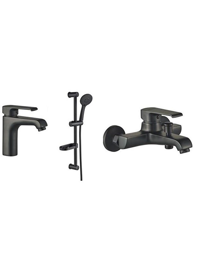 Time 3 Pcs Set Of Basin Mixer Shower Mixer And Shower Kit With Matted Color Brass Bathroom complete Set Single Handle Mixer Shower Tap Basin Faucet Black