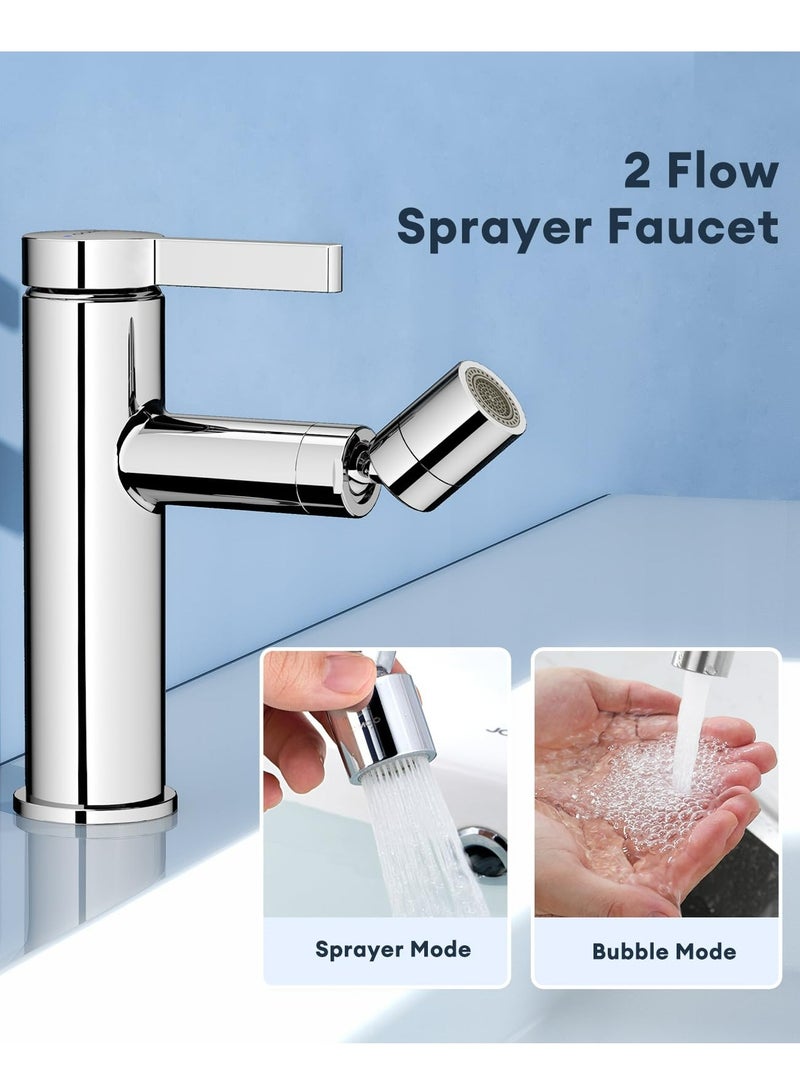 Single Lever Basin Mixer Faucet, Water-Saving Bathroom Sink Taps Bidet Mixer, Cold and Hot Water Control, Chrome