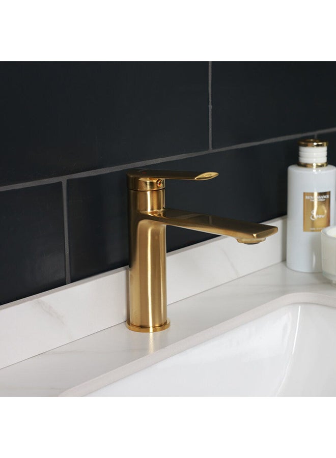 Melz Basin Mixer Matt Single Handle Basin Mixer Bath Faucet Sink Faucet For Bathroom Commercial Lavatories Kitchen L 20 x W 8 x H 34 cm Gold
