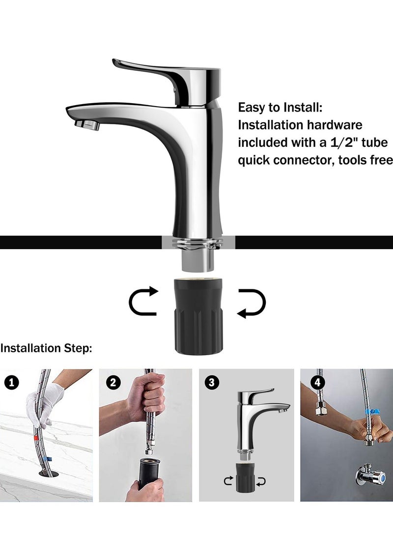 Bathroom Mixer Faucet, Single-Handle Water-Saving Basin Mixer, Cold & Hot Water, Deck Mount, Chrome Finish