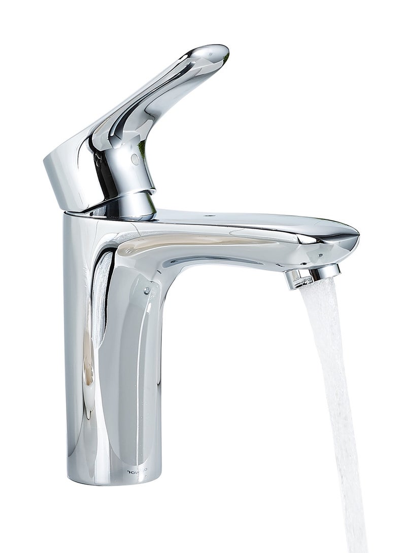 Bathroom Mixer Faucet, Single-Handle Water-Saving Basin Mixer, Cold & Hot Water, Deck Mount, Chrome Finish