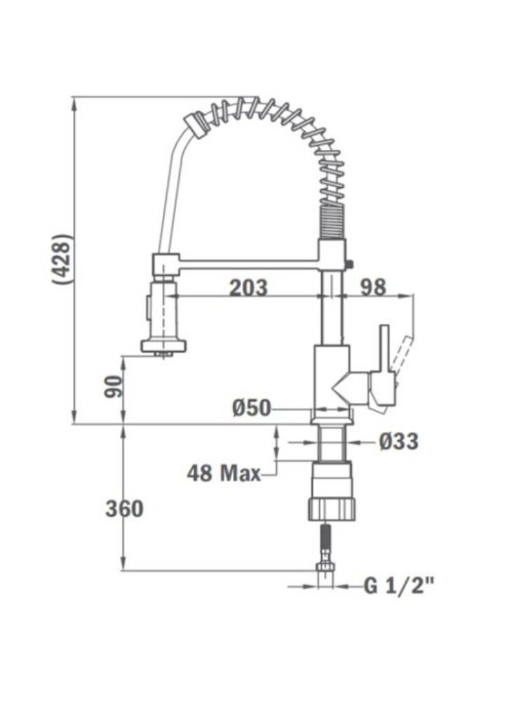 TEKA IN 939 Professional Kitchen Tap Mixer with flexible spring