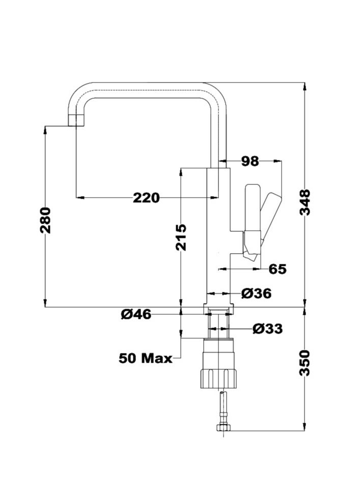 Fot 994 Single Lever Kitchen Tap With Aerator Integrated In The Spout