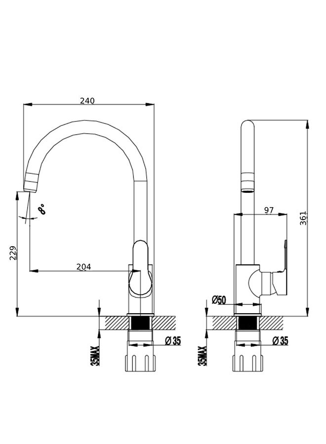 Aliz Sink Mixer Single Handle Sink Mixer And Faucet For Bathroom Commercial Lavatories Toilet Kitchens