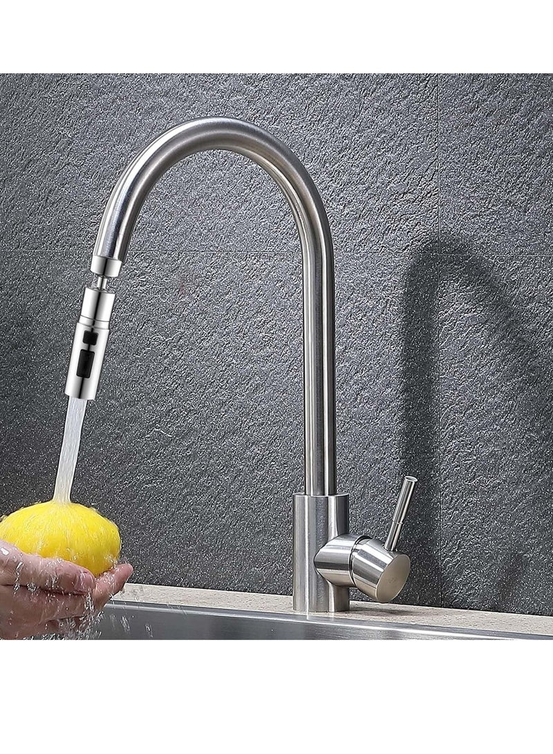 Kitchen Tap Spray Head, 360° Swivel Spout Tap Extender, Replacement Tap End Diffuser, FM22 M24 tap Attachment Sink Kitchen, 3 Modes Anti-Splash (Silver)