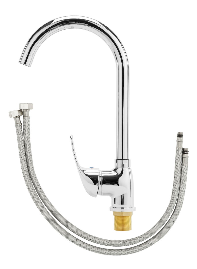 Single Lever Sink Mixer with Brass Deck Mounted Tap for Kitchen and Bathroom