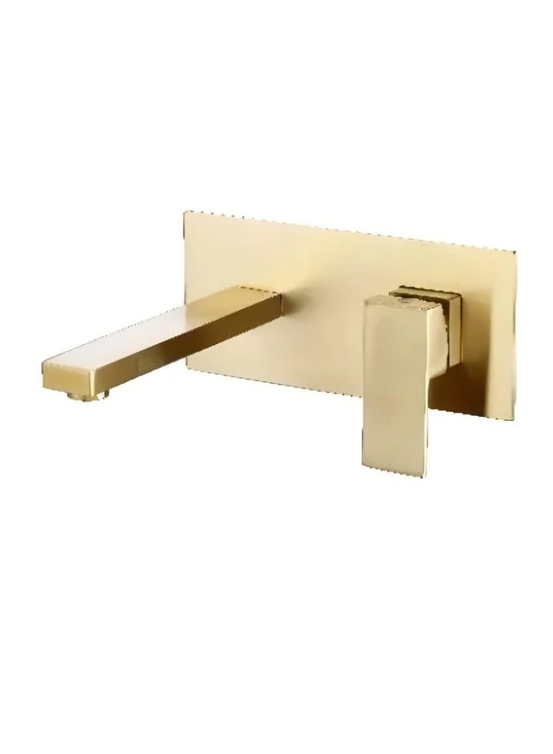 Wall Mounted Basin Mixer Tap, Single Lever, Gold color, for Bathroom Sink