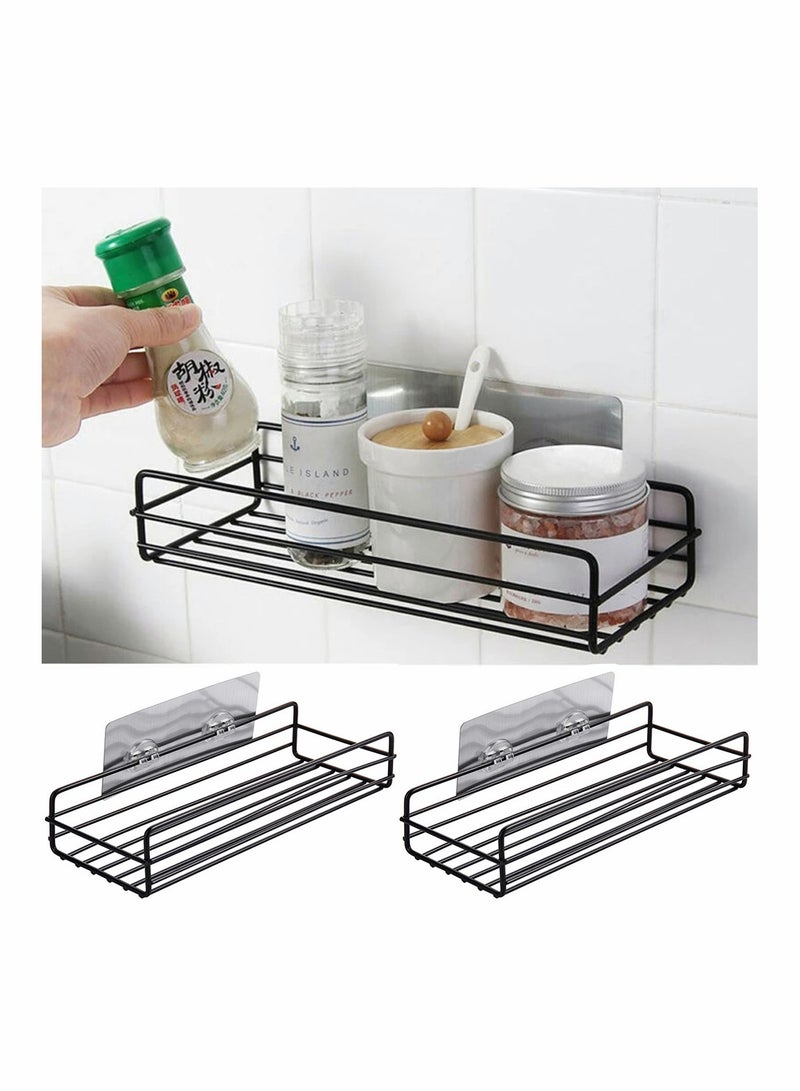 Bathroom Shower Shelf, Bathroom Organizer, Seamless Stickers Bathroom Shelf Stainless Steel Wall Rack for Dorm Toilet Bath and Kitchen, 2 Pack Rack Wall Mounted No Drilling