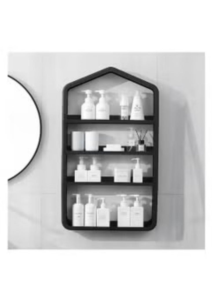 Bathroom Rack Makeup Organizer Shelf Wall-Mounted Cosmetic Storage Racks Multi-layer Storage Shelf Cosmetic Organizer Nail-free Vanity Storage Racks for Home Bathroom Organizer 49.5x9x82.5 cm