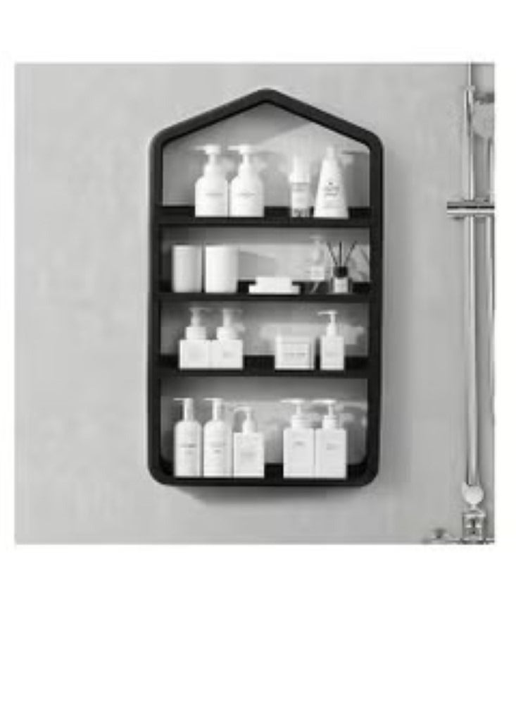 Bathroom Rack Makeup Organizer Shelf Wall-Mounted Cosmetic Storage Racks Multi-layer Storage Shelf Cosmetic Organizer Nail-free Vanity Storage Racks for Home Bathroom Organizer 49.5x9x82.5 cm