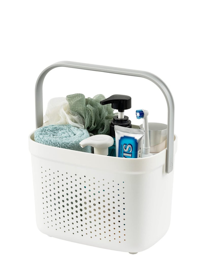 Versatile Shower Caddy Tote, Large Capacity, Durable Plastic Basket with Handle, Ideal for Dorm, College, Bathroom, Camping, Grey