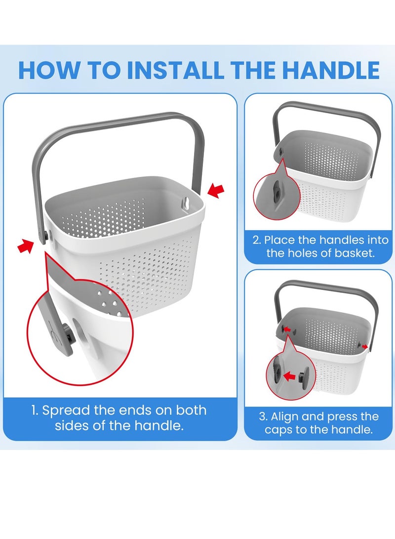 Versatile Shower Caddy Tote, Large Capacity, Durable Plastic Basket with Handle, Ideal for Dorm, College, Bathroom, Camping, Grey