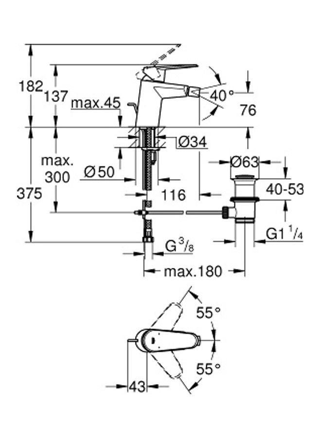 Eurodisc Cosmopolitan Single-Lever Bidet Mixer Silver