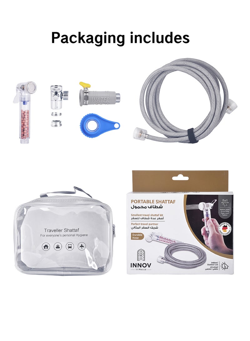 Portable Travel Shattaf / bidet kit. Toilet shattaf Handshower with Filter and 3 meter Hose