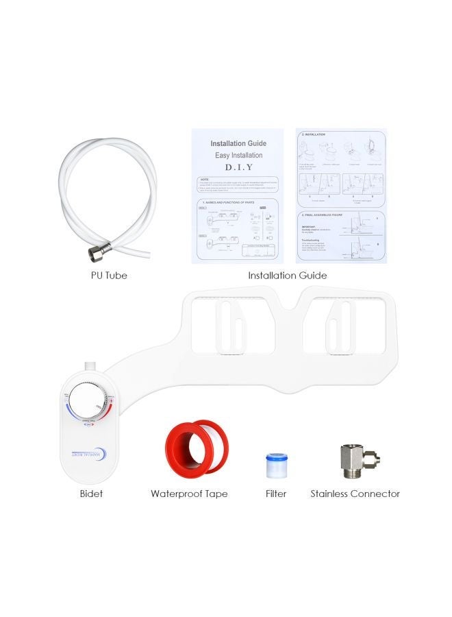 Dual Nozzle Retractable Toilet Seat Bidet White 435x155x49mm