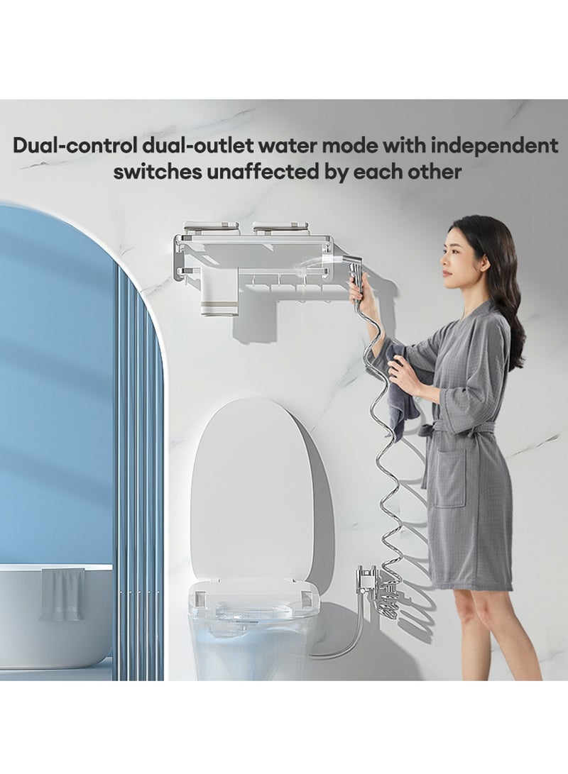 Shattaf Set, Bidet Sprayer for Toilet with 71 inch Bidet Hose,Two Outlets Valve and Holder,2 Modes Spray Bathroom Bidet Shower for Personal Hygiene