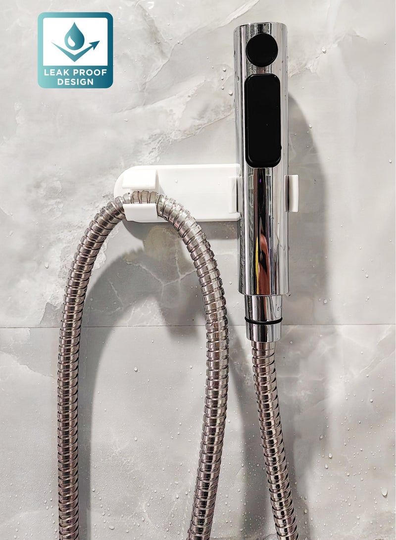 Travel Shattaf/bidet kit Silver. With 3 meter water Hose. Polished brass water distributor. Including Shattaf bracket holder and Blue carry bag