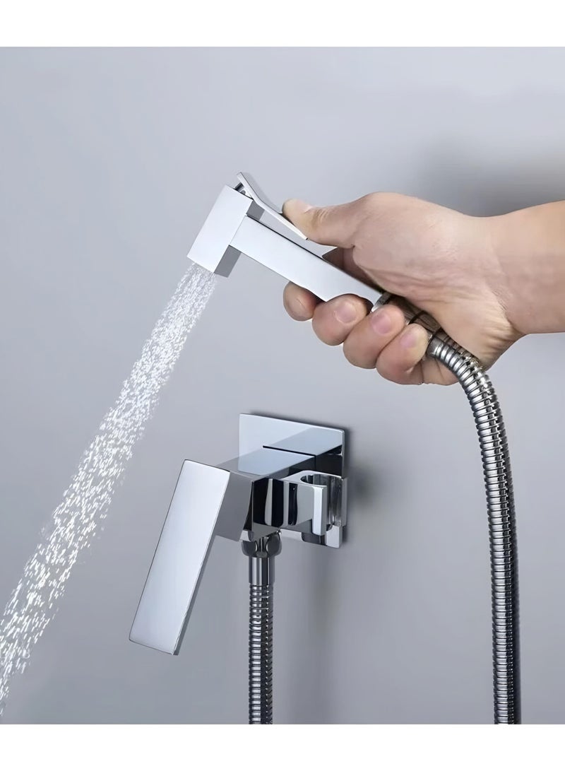 Toilet Bidet Faucet, All Copper Hand Held Bidet Sprayer Faucet, Water Mixer Tap, Wall Mount Hygienic Shower Set,Gold