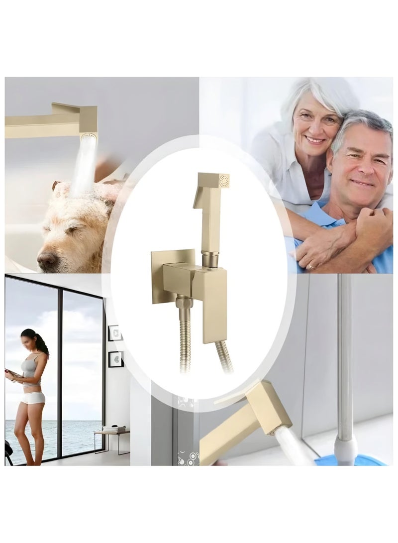 Toilet Bidet Faucet, All Copper Hand Held Bidet Sprayer Faucet, Water Mixer Tap, Wall Mount Hygienic Shower Set (Chrome)