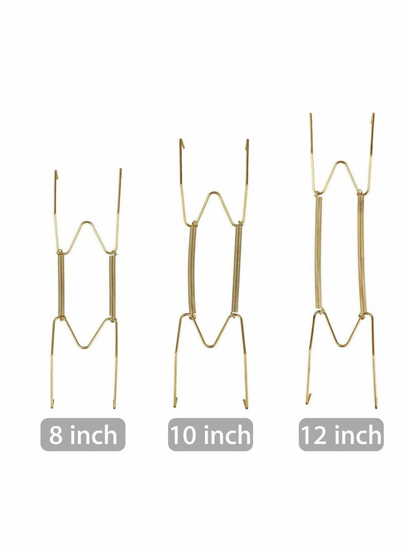 10Pieces Invisible Plate Hangers Wall Stainless Steel Decorative Wire Holders in Various Sizes with 10 Pieces Hooks for Plates and Art