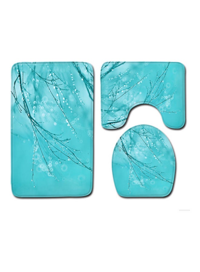 3-Piece Bath Mat Accessory Set blue 75x45cm