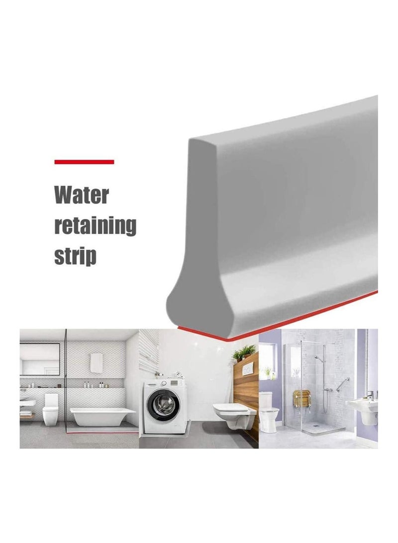 Collapsible Threshold Water Dam Self Adhesive Shower Barrier Bathroom And Kitchen Stopper Home Retention System Waterproof Flow Block Seal Strip 1.5M