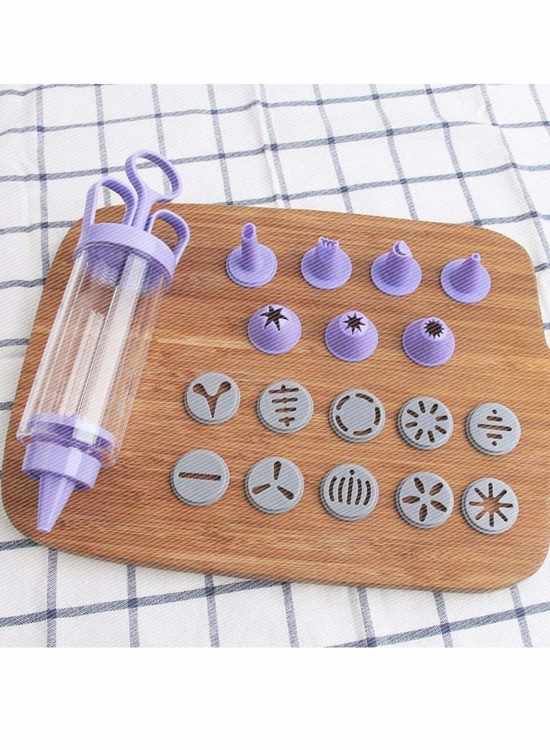 Cookie Press, Classic Biscuit Maker, Cake Making Decorating Set with 10 Flower Pieces and 8 Tips tubes for DIY Maker