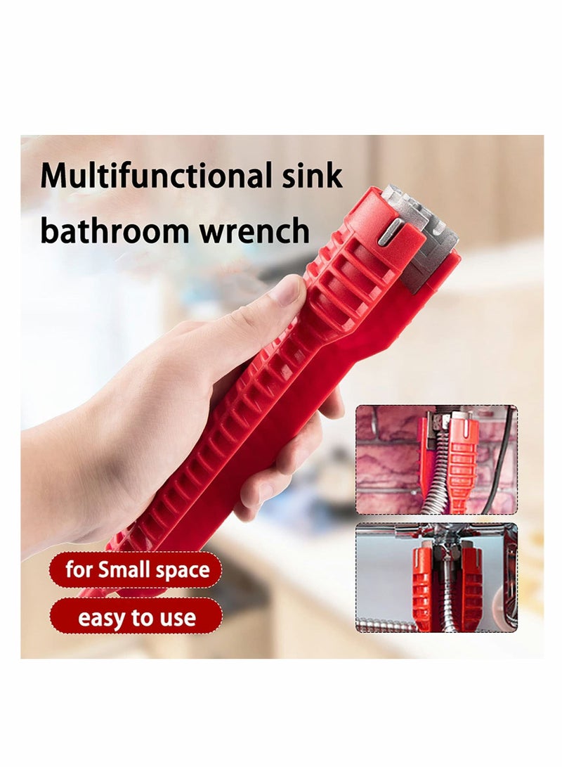 Faucet and Sink Installer, 8 in 1 Multifunctional Wrench Tool Double Head Installer Water Pipe Spanner Tackle