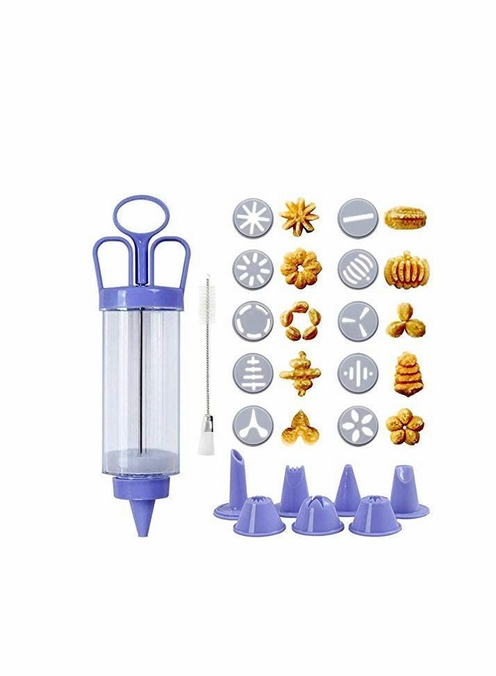 Cookie Press, Classic Biscuit Maker, Cake Making Decorating Set with 10 Flower Pieces and 8 Tips tubes for DIY Maker