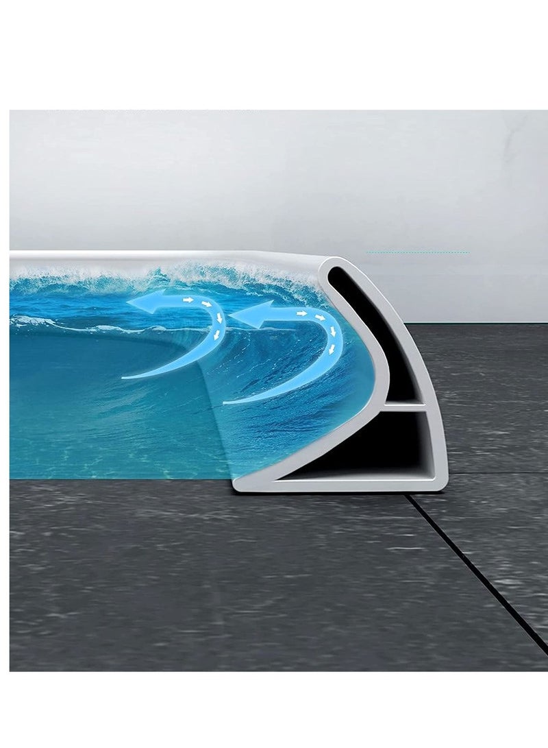 Shower Threshold Water Dam, Curved Groove Collapsible Stopper Barrier, Self-Adhesive Guard Dry and Wet Separation Suitable for Bathroom Kitchen